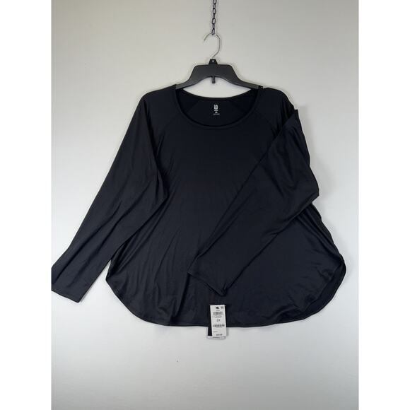 Ideology Shirt Womens 2XL Deep Black Long Sleeve Performance Top Plus Size - Picture 1 of 7